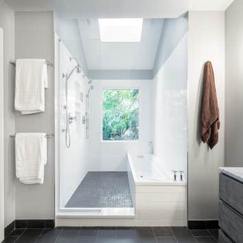Tub/shower area with skylight