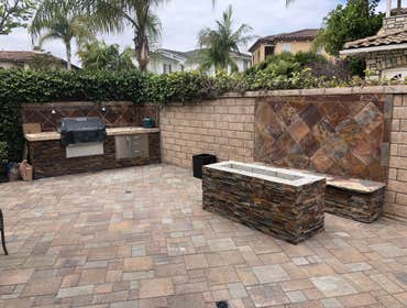 Photos by Home Improvement Projects #3 outdoor firepit, built in grill, pavers and turf