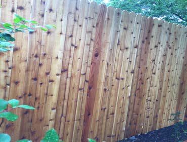 8' Cedar Fence with 10' steel poles