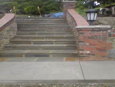 Flag Stone, Real Stone, Concrete Step W/Customized Light installation Real Stone, Flag Stone, Concrete