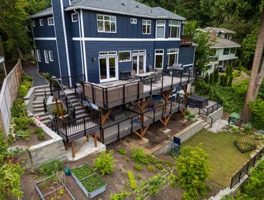 CANESTARO PROJECT This custom outdoor living project features a beautifully designed composite deck built with premium TimberTech decking in Coastline 