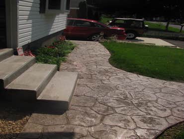 Project photos from Williamson Construction 8 block foundations and brick casements of Oakhurst Homes
radom fieldstone pattern stamped concrete in va