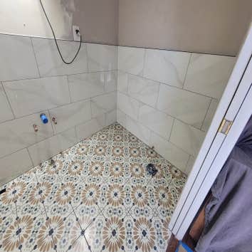 Bathroom Remodel in Pleasant Hill Our team finished the bathroom remodeling after putting in the tiles.