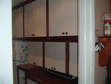 Bonnie's House These are some cabinets we built and refaced to match. We also built a custom bookcase in a room off of the kitchen. and we built the c