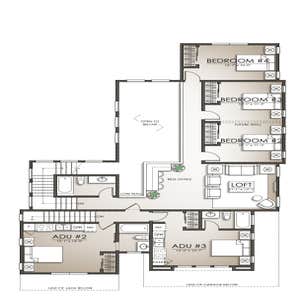 Modern Spanish Custom Home This unique design seamlessly blends (3) ADU rentals units into the overall design. The idea is to use these rentals to...
