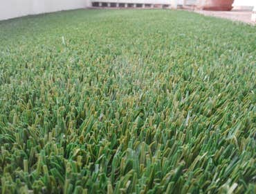 Synthetic lawn up close