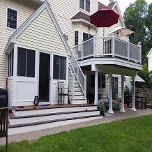 New exterior renovation removed old siding and trim, and installed Certianteed Cedar shakes, with all Certainteed pvc trim insulation board, tyvek...