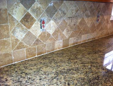 Natural stone backsplash
