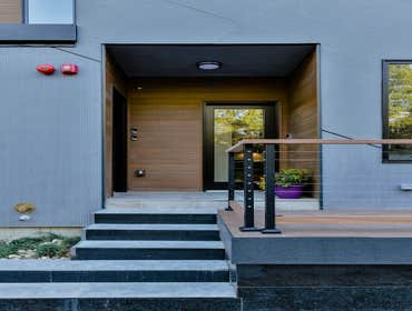 Photos by Urbanity Homes #1 Maverick St Boston MA
The Maverick Street condos are a study in materials. Simple geometries are given interest with contra