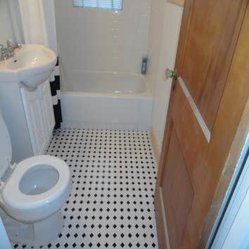 Bathroom remodel, Minnehaha Falls area, Minneapolis These pictures show the before & after of a bathroom remodel. First picture shows "before"; addit