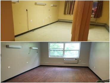 Photos from Vision to Reality Construction LLC Demo and install drywall, flooring installation, painting, install vent covers, stain cabinets and desk.