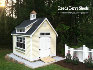 Project photos from Reeds Ferry Sheds Reeds Ferry Sheds are available with pine, cedar, vinyl, and cedar shake siding