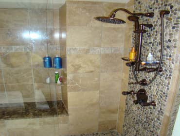 Master Bath Shower River Rock