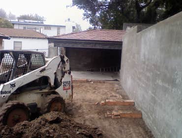 carport and retaining wall