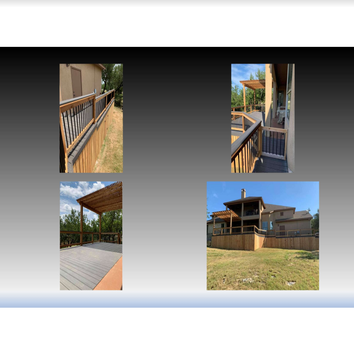 Photos by Benny's Contracting Inc Constructing a new deck with composite flooring, treated wood foundations, and railing.