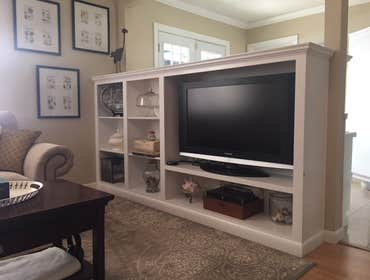 Open shelving entertainment center