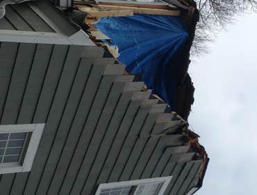 Tree damage This was a project I just completed
The customer called very upset
They had no power and a huge tree had put a big whole in their dorme