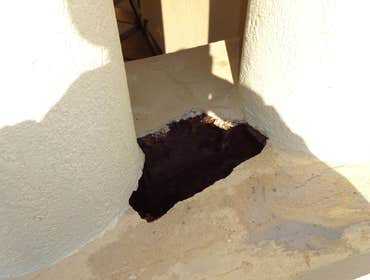 Column base damage caused by weather/water