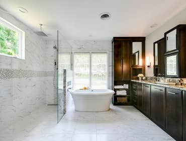 Downtown Spa Master Bath Retreat Complete transformation from dated master bath and den to a spa inspired oasis including spacious walk in closet.