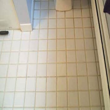 Bathroom floor These are before and after photos of a bathroom floor we color sealed