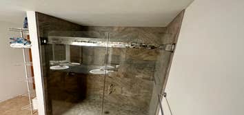 Walk-in Tile Shower w/ Glass Doors