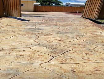Photos by Stamped Concrete Denver LLC #1 Stamped concrete, often called textured or imprinted concrete, replicates the look of many different stones su