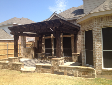 Cedar Pergola Stone Columns