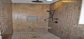 Eagle Rock Tiled shower stall and foyer.