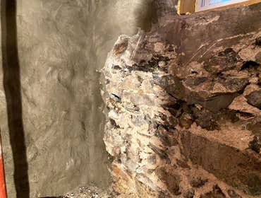 Half way done with a stone foundation repoint
