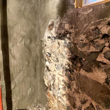 Half way done with a stone foundation repoint