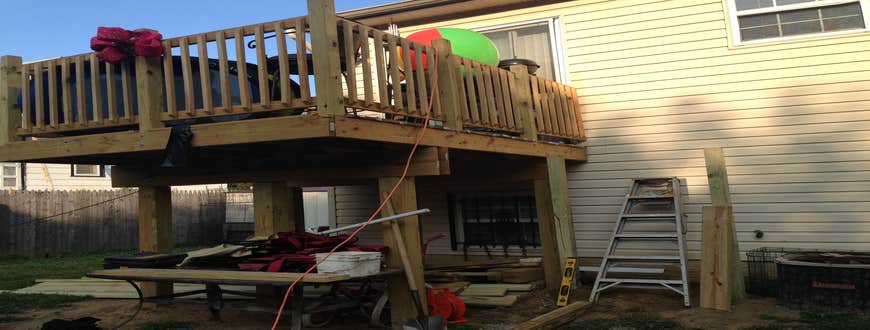 Photo(s) from Maya Construction Inc A deck without a stair. The Homeowner asked to be made a stair.
As you can see in those pictures below.