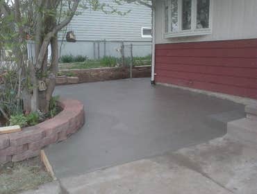Hand troweled concrete patio