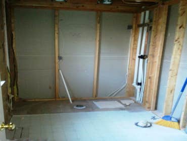 Master bathroom remodel We completely gutted this old master bathroom. Notice the before and after shots