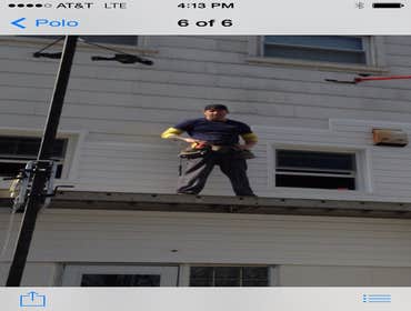 Siding In progress one step