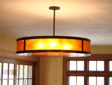 Custom Pendant Light Copper and mica large drum light