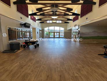 Photos by High Definition Flooring LLC #1 Commercial Project
Installed Kardean commercial Floor coverings
-13,000 Approx Sq Ft
Prep:
Subfloor Machine