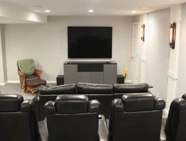 Movie room in basement remodel