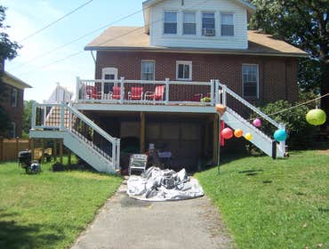 Photo(s) from American Deck Inc Wood Deck with White Vinyl Rails & Black Balasters, Sparks, MD 21152