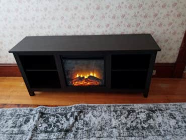 Assembled tv stand with electric fire place