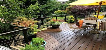 Composite TimberTech decking with metal Azek railing