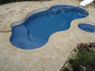 16 Robinhood Dr. Medford, N.J.08055 Installed Viking Figi Pool w/Travertine pool deck