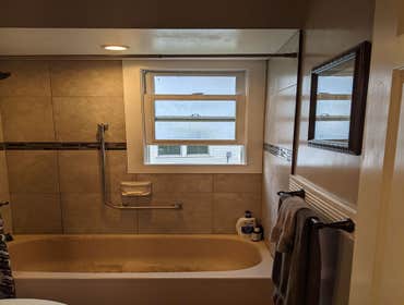 Wendi, Bathrooms There are two bathrooms shown that have been remodeled. They are back to back to each other. In the first bathroom we redid the shower