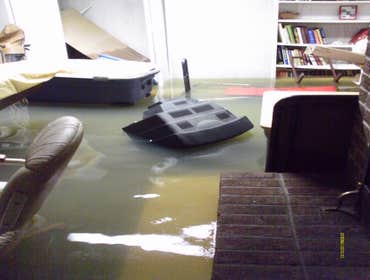 water damaged flooded basement