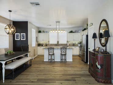 Sun City Kitchen Remodel This Kitchen Remodel was comleted in 2018 for clients in the Sun City area. It features cabinet refinishing, all new laminate 