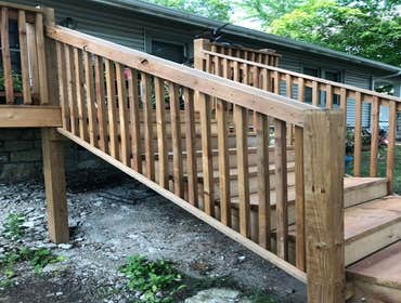 Photos by Hawley Construction LLC small deck with lattice and gate 12 x 12 side deck with lattice and gate below for storage.