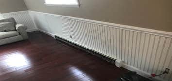 Bead Board, Chair Rail , Speed Base & Cherry Hardwood floor install