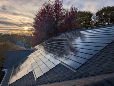 Integrated solar roof at sunset