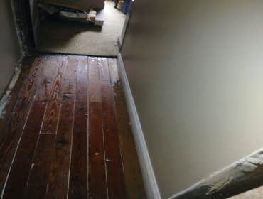 Photos by Oak and Stone Renovations #1 Insurance job. Small electrical fire damaging living room dining room and bath.