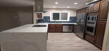 Kitchen Renovation with waterfall countertop
