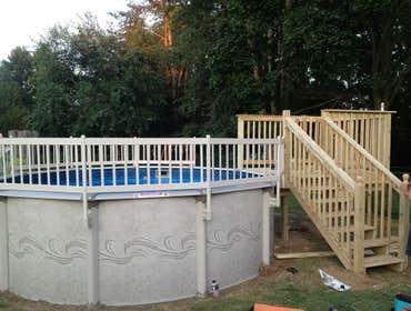 Project photos from Above Water Pool Service Custom Pools, Decks and Sheds. New, Repairs, Renovation, Remodel, Vinyl Liner Replacement. Above Ground an